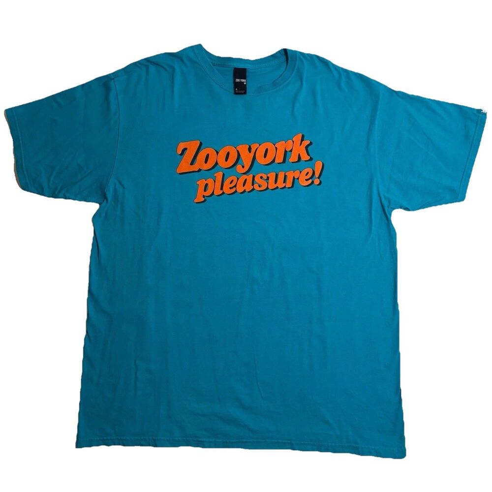 Vintage ZOO YORK Graphic Tee Shirt Size XL  Newport Pleasure NYC Teal Orange